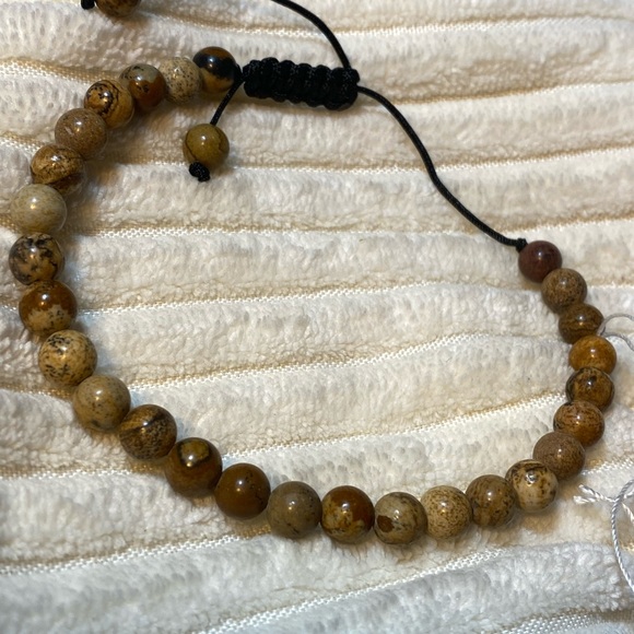 NWT UNISEX SEMI-PRECIOUS BEADED ADJUSTABLE TO FIT STRING SLATER BROWN MENS - Picture 2 of 7